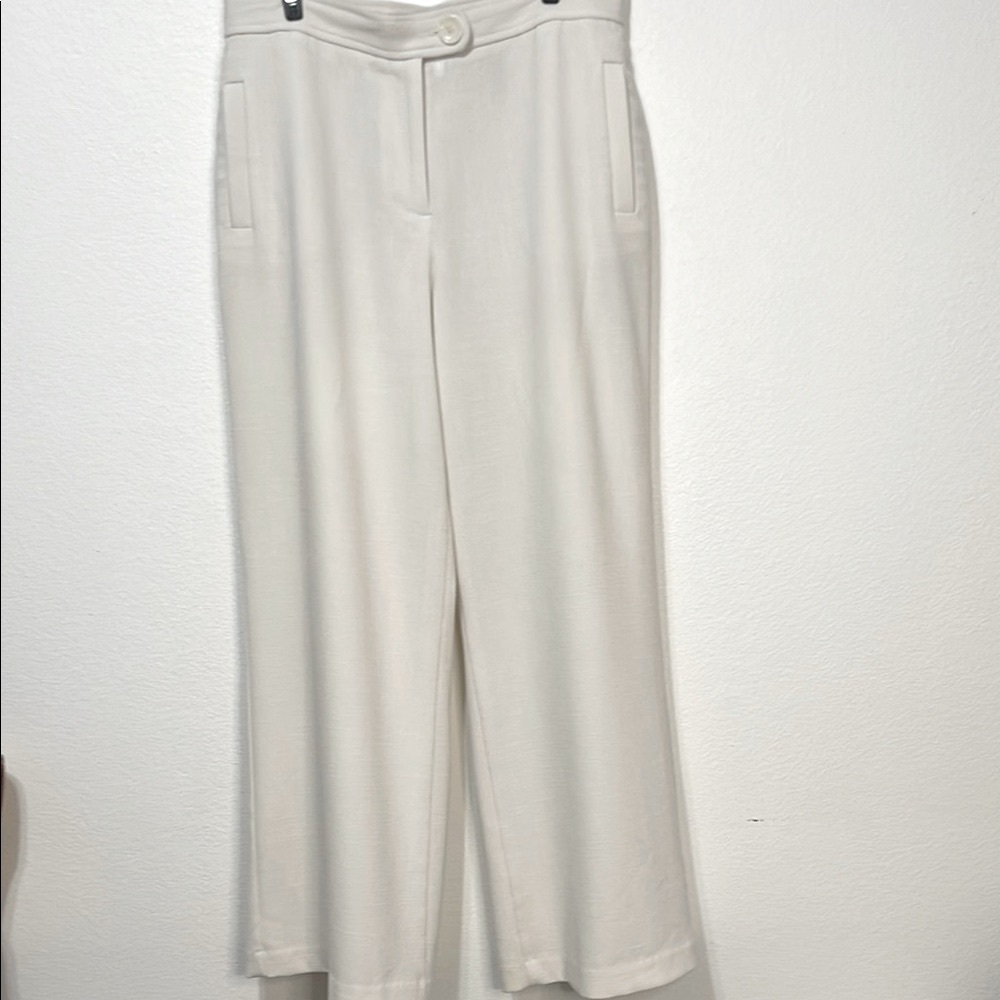 Investments Off White Wide Leg Lined Pants Size 12S